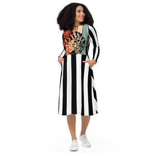 A.L Hustle All-over print long sleeve midi dress