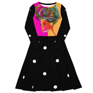 A.L Polka Dot Beauty All-over print long sleeve midi dress