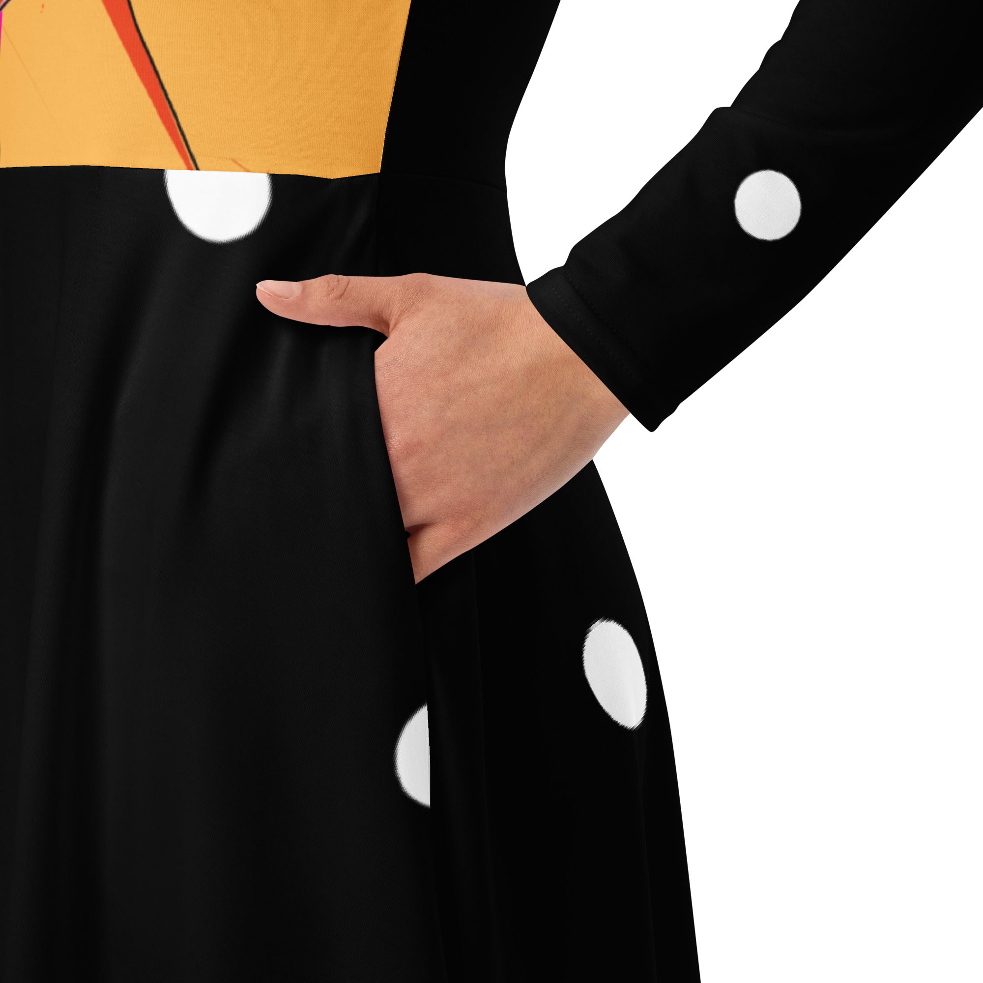 A.L Polka Dot Beauty All-over print long sleeve midi dress