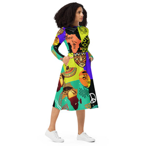 A.L Freedom All-over print long sleeve midi dress