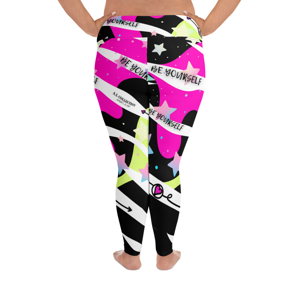 A.L Collection "Be Yourself" All-Over Print Plus Size Leggings