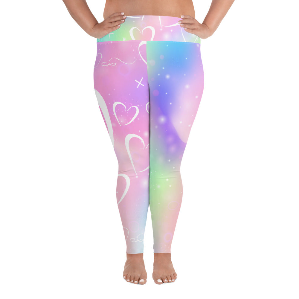 Amor Lavon Love All-Over Print Plus Size Leggings