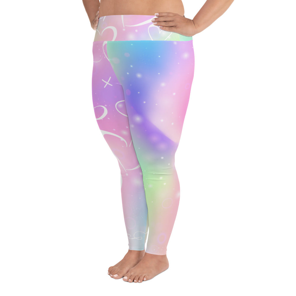 Amor Lavon Love All-Over Print Plus Size Leggings