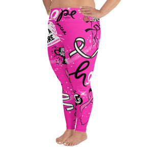 A.L Breast Cancer Awareness All-Over Print Plus Size Leggings