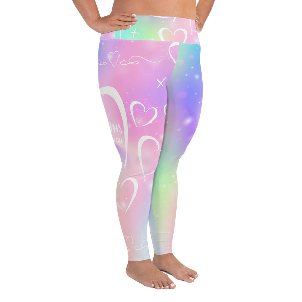 Amor Lavon Love All-Over Print Plus Size Leggings