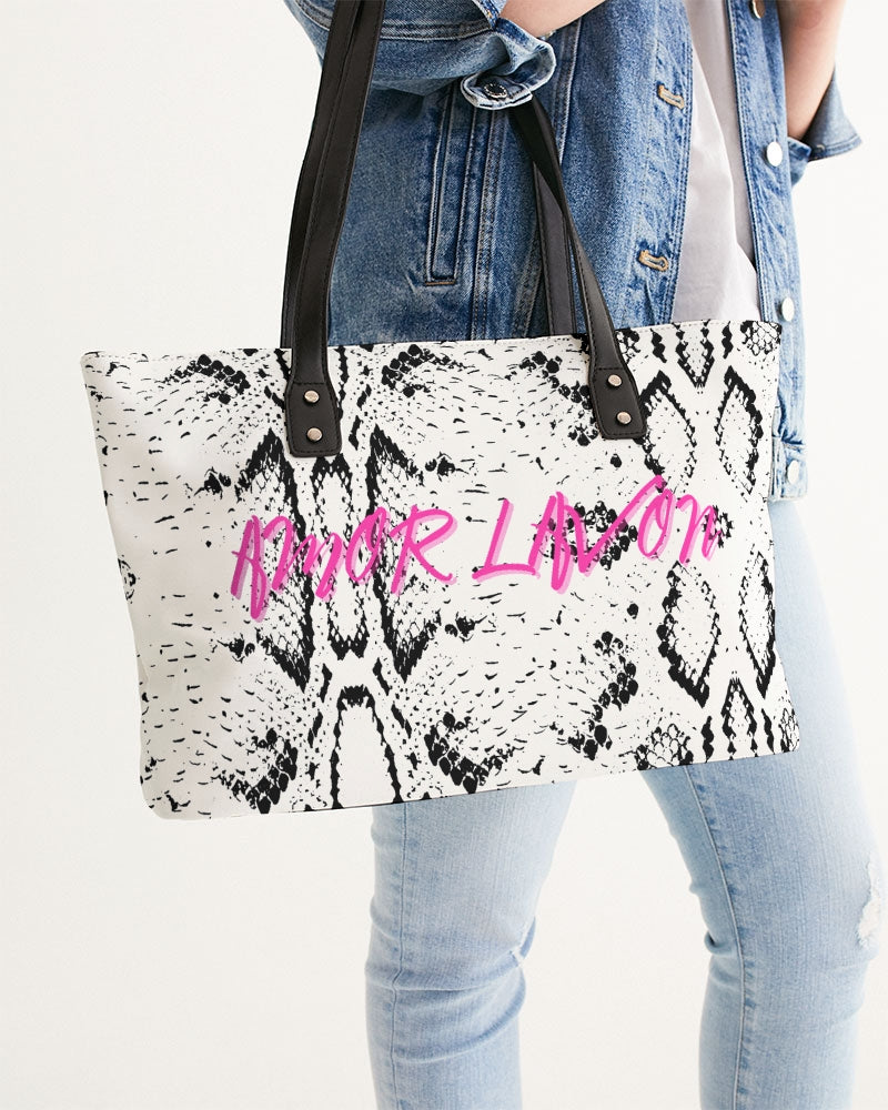 Amor Lavon White Snake Skin Collection Stylish Tote