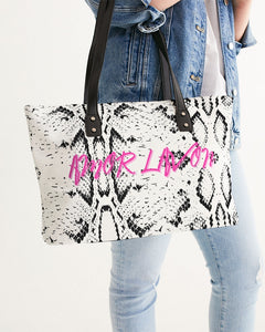 Amor Lavon White Snake Skin Collection Stylish Tote