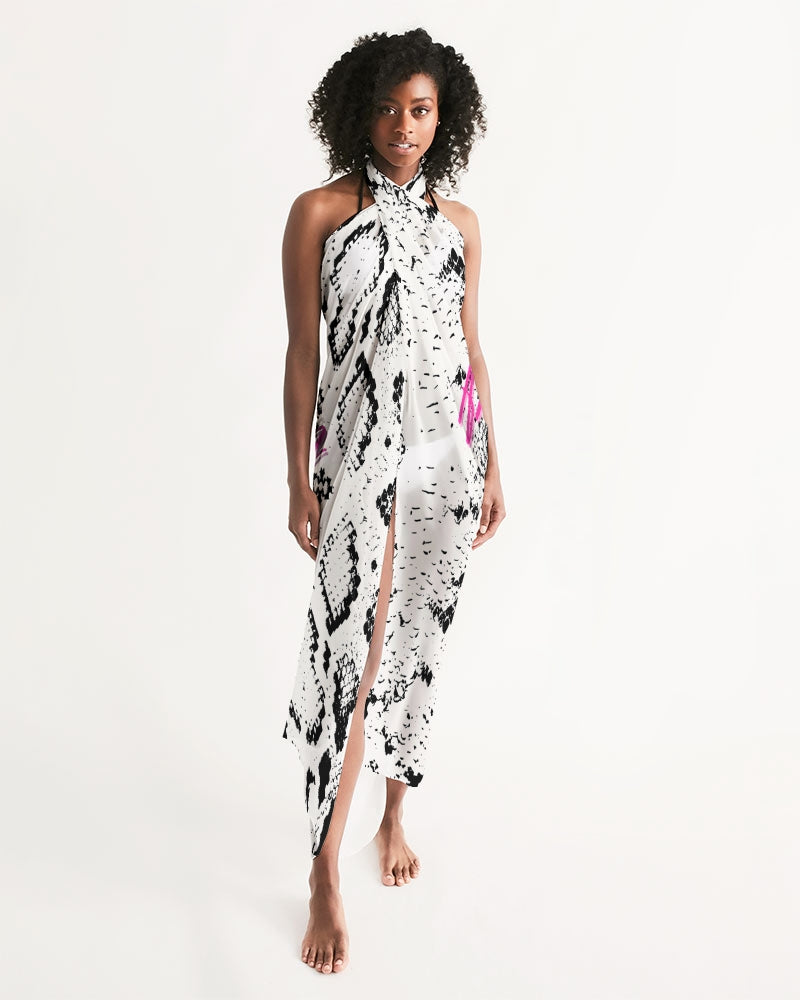 Amor Lavon White Snake Skin Collection Swim Cover Up