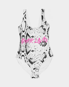 Amor Lavon White Snake Skin Collection Women's One-Piece Swimsuit